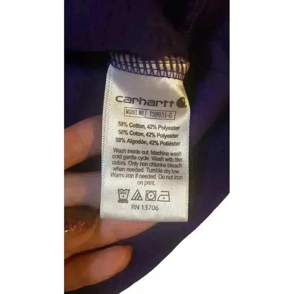 Carhartt Hoodie Purple Youth XL (14) Front Pockets Chest Logo Cotton Blend - Picture 11 of 15